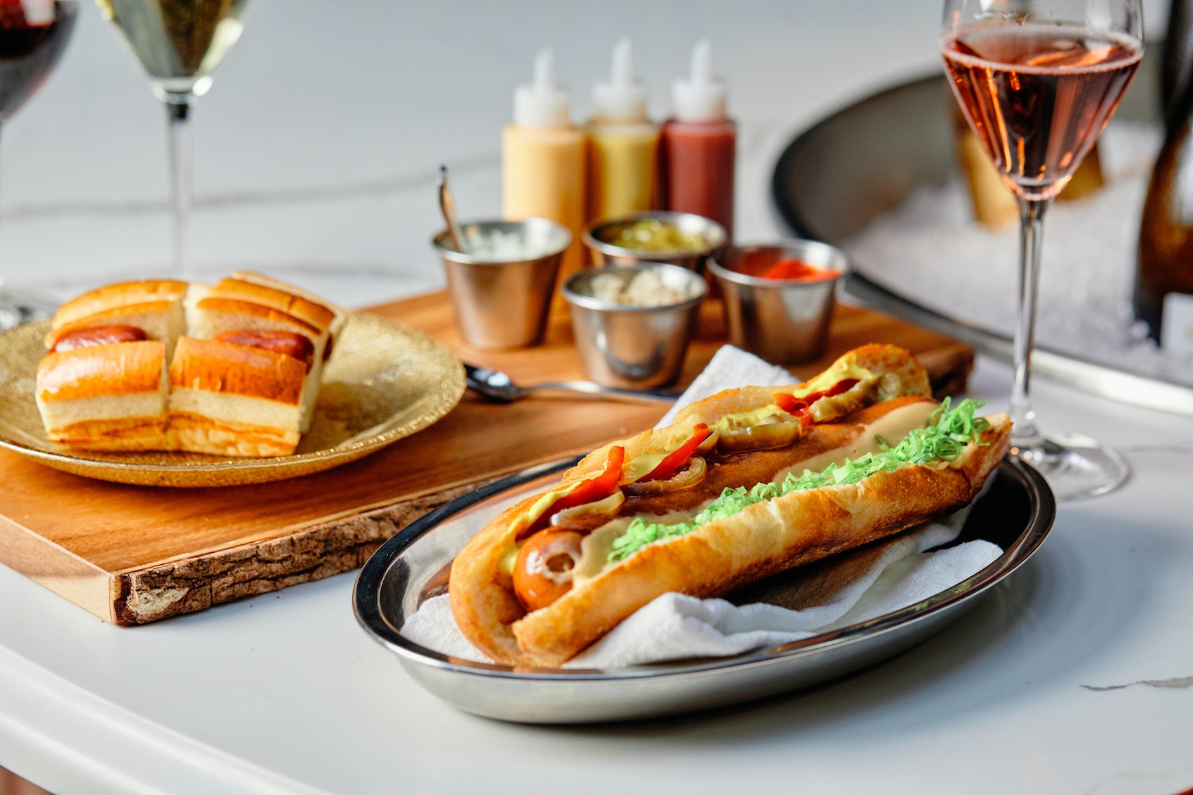 Hot dogs and wine from Bubble Bath at High Street Place.
