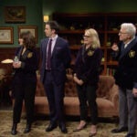 Conan O'Brien, Tina Fey, John Mulaney, Candice Bergen, and Steve Martin on the February 26 episode of "Saturday Night Live."