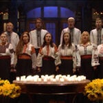 The Ukrainian Chorus Dumka of New York performs during the cold open of "Saturday Night Live."