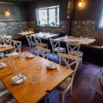 The upstairs dining room at Vincent's in Cambridge