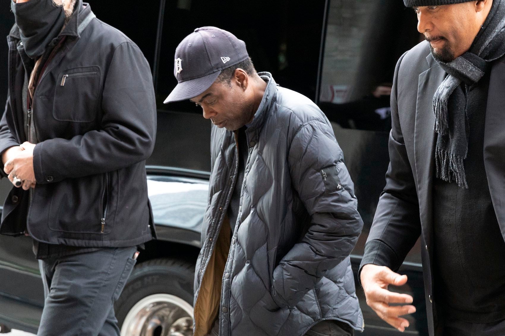 Chris Rock arrives at the Wilbur Theatre before performing in Boston Wednesday night.
