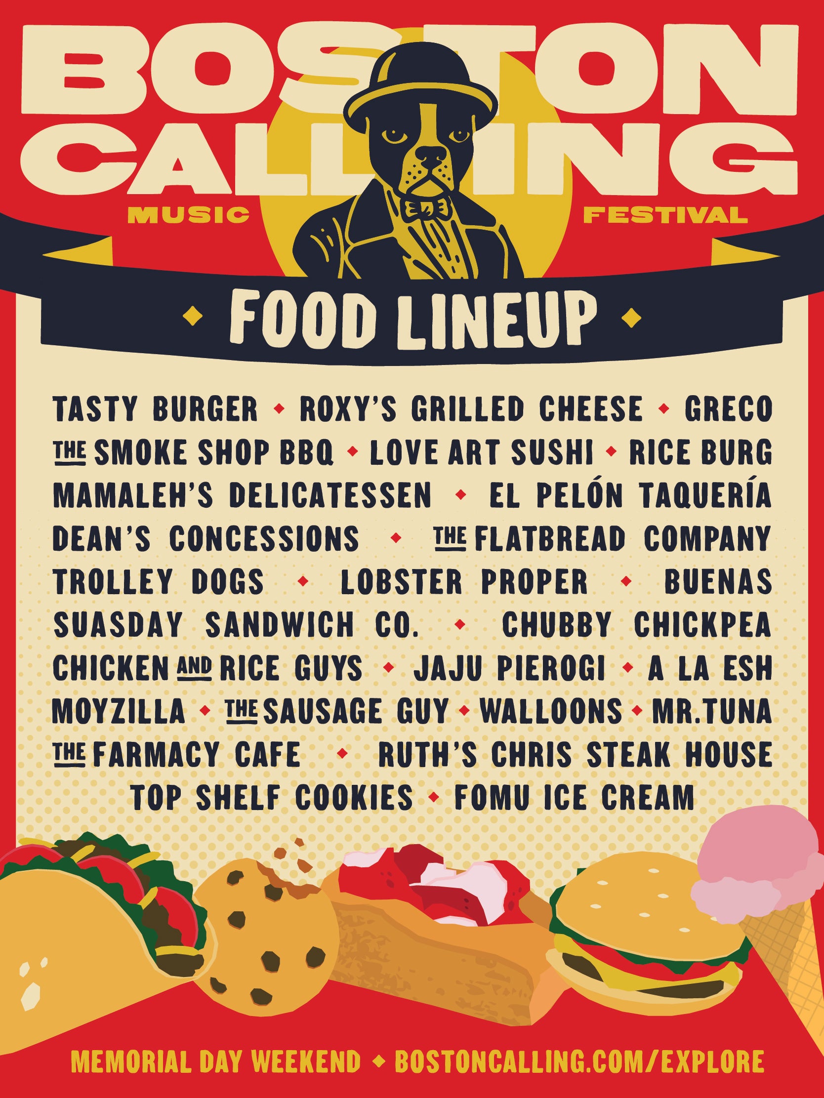 The Boston Calling 2022 line of food and beverages.