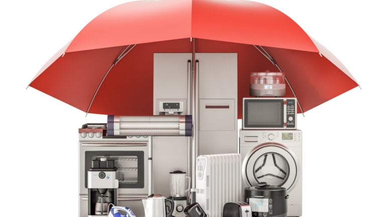 Household kitchen appliances, guarantee and protection concept.
