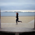 A cloudy morning in South Boston didn’t deter this jogger from a run.