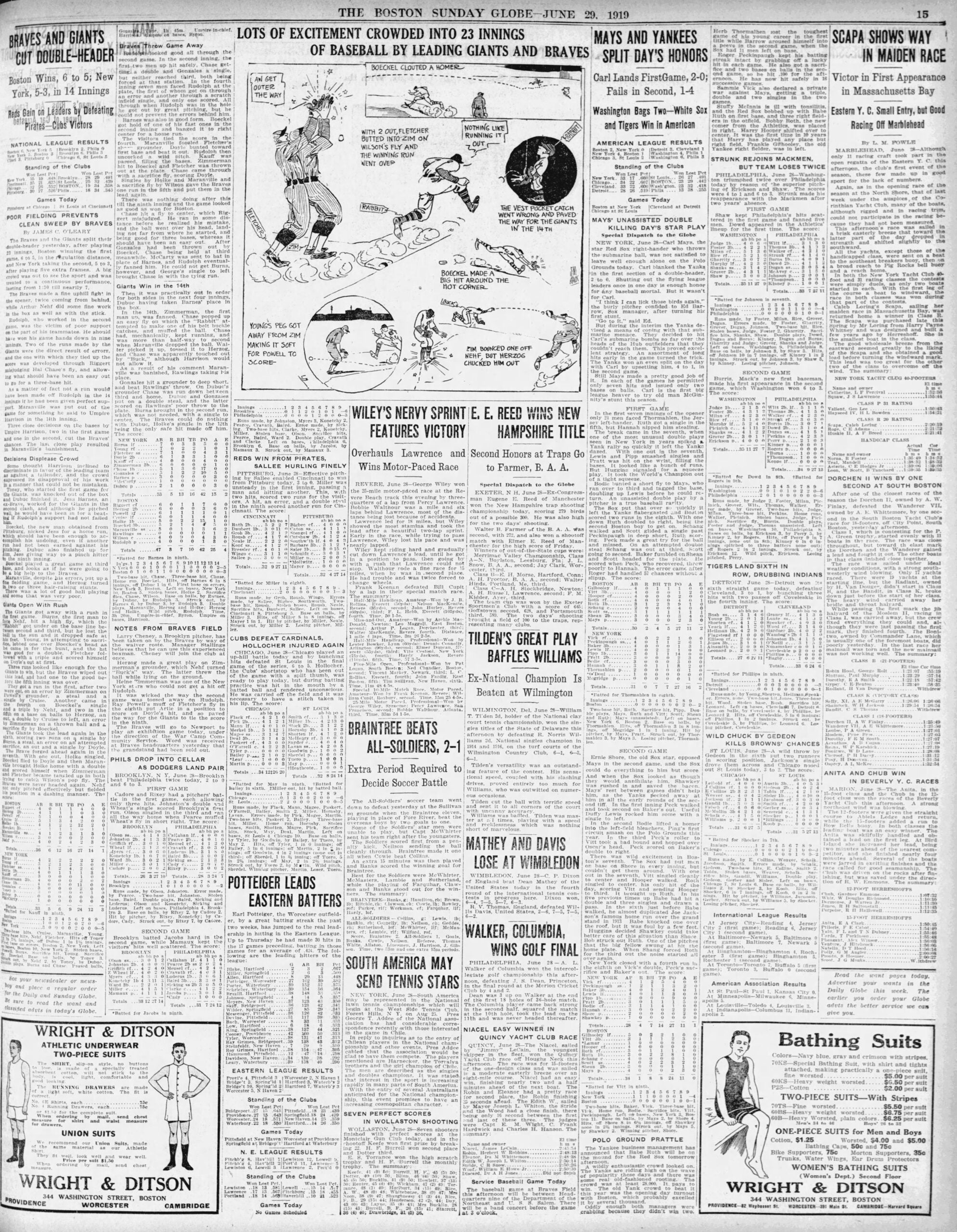 1919 Red Sox Boston Globe