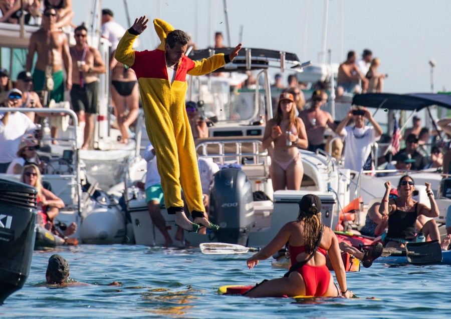 Watch: Gloucester's greasy pole contest looks as painful as ever