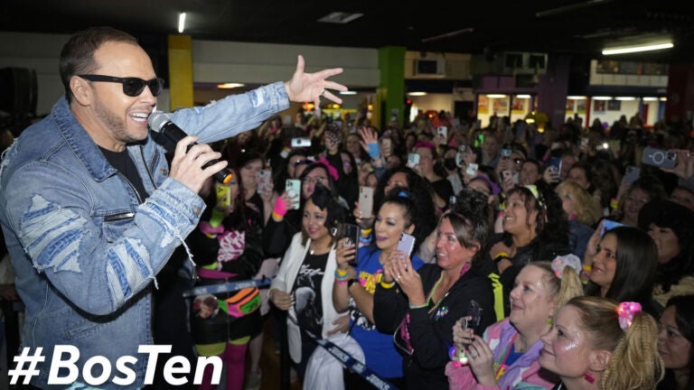 New Kids On The Block member Donnie Wahlberg speaks with fans.