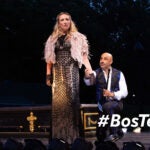 Libby McNight as Lady Anne and Faran Tahir as Richard in Commonwealth Shakespeare Company's Production of "Richard III."