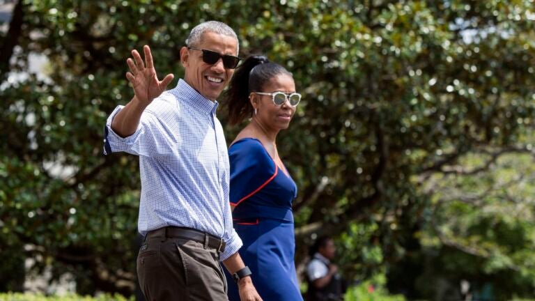 Former president Barack Obama and first lady Michelle Obama departed the White House for a trip to Martha's Vineyard on Aug. 6, 2016.