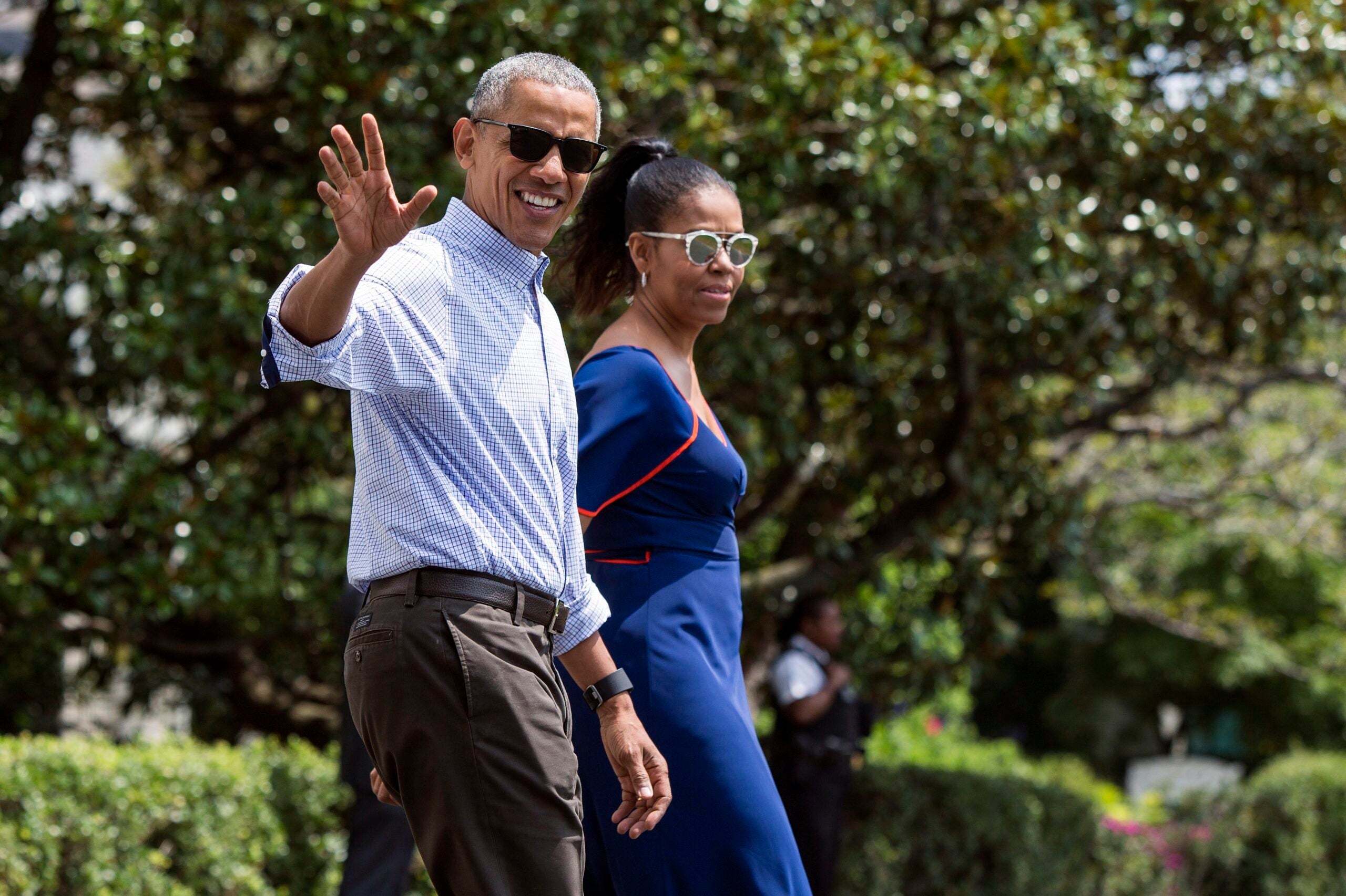 Former president Barack Obama and first lady Michelle Obama departed the White House for a trip to Martha's Vineyard on Aug. 6, 2016.