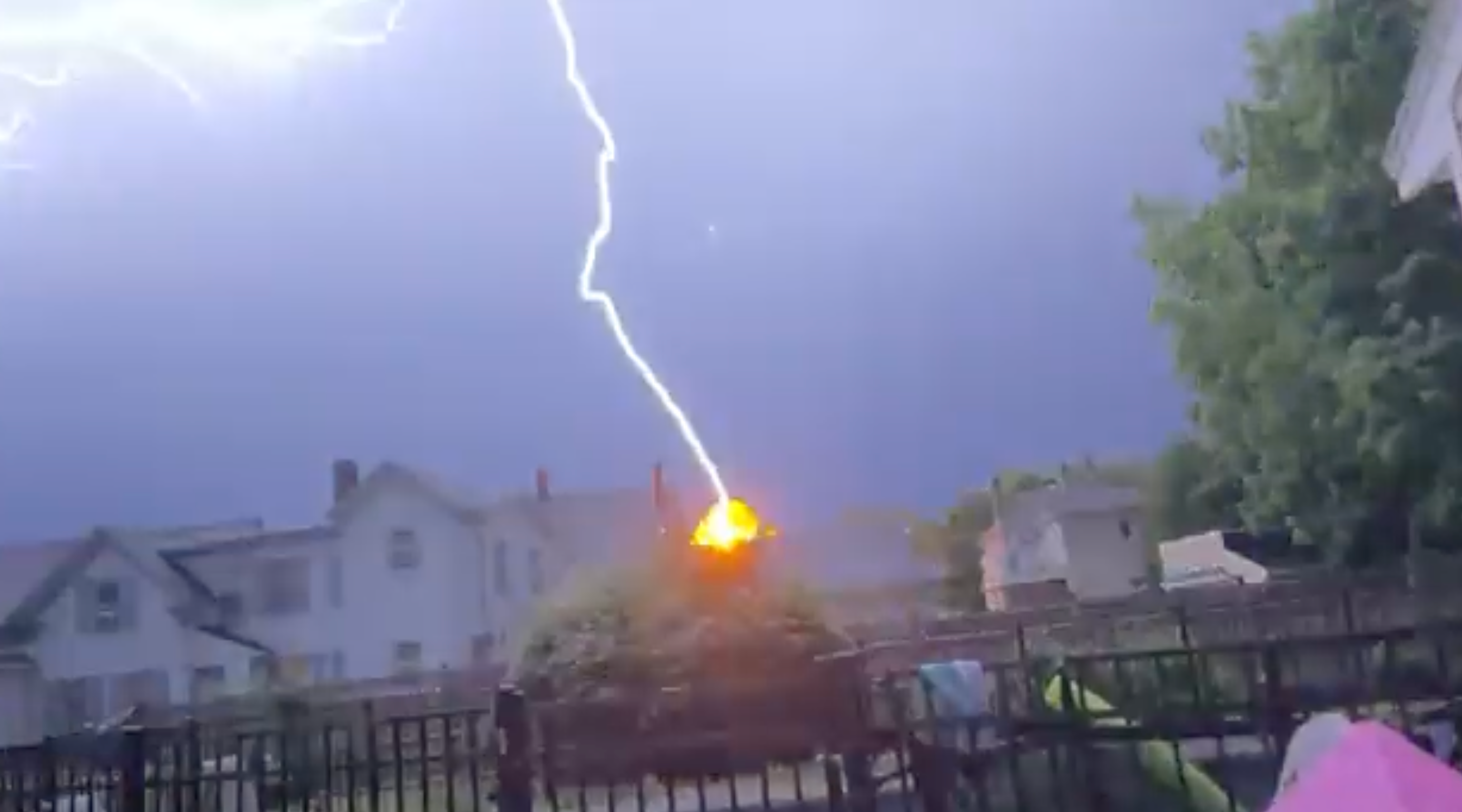 Watch Lightning that started Danvers house fire caught on camera