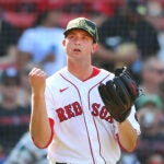 Garrett Whitlock celebrates for the Red Sox