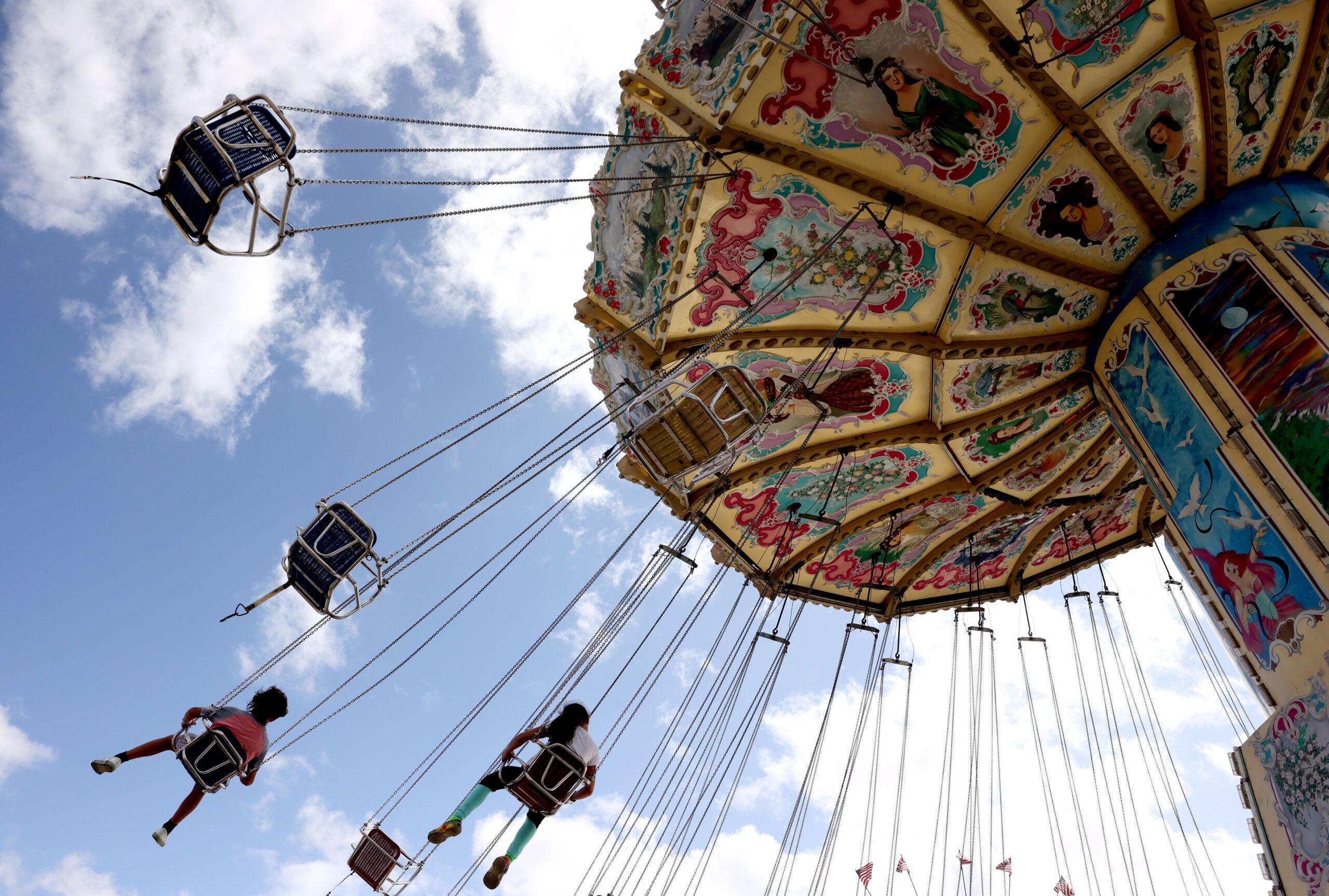 People took flight on an amusement ride at the Big E.