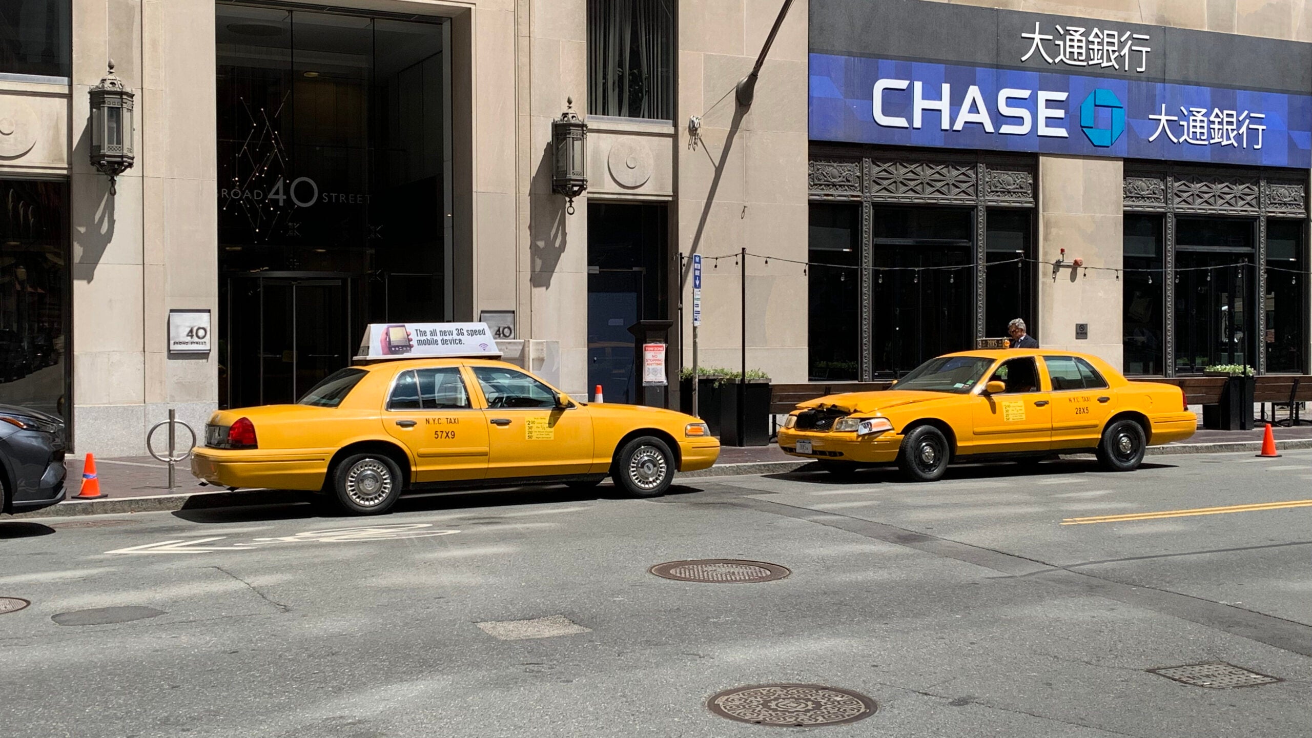 Two cabs used for filming the upcoming Sony Marvel movie 