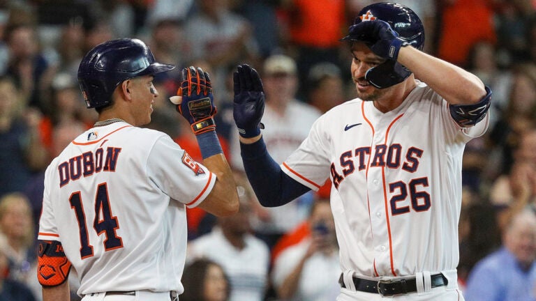 Mauricio Dubon of the Houston Astros hits a two run home run in