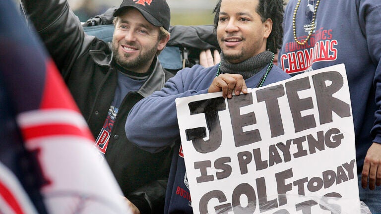 Manny Ramirez's sign from World Series parade made Derek Jeter sick - CBS  Boston