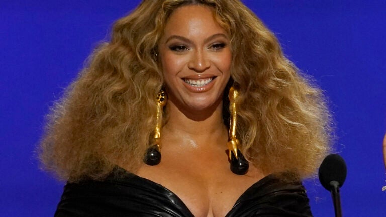 Beyonce appears at the 63rd annual Grammy Awards in Los Angeles, on March 14, 2021.