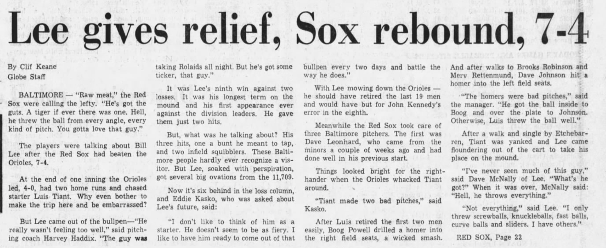 Red Sox Bill Lee 1971