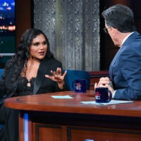 Mindy Kaling and Stephen Colbert.