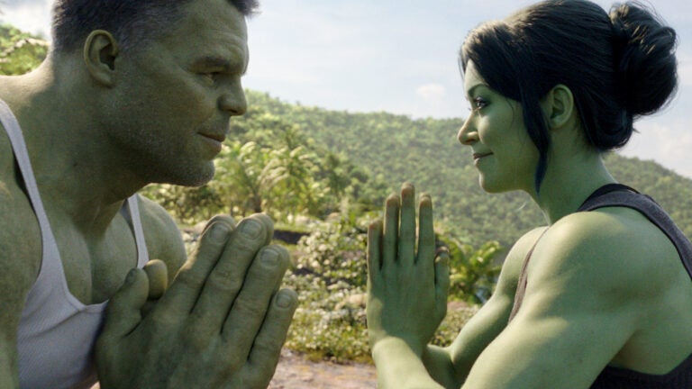 Hulk (Mark Ruffalo) and She-Hulk (Tatiana Maslany) in "She-Hulk: Attorney At Law."