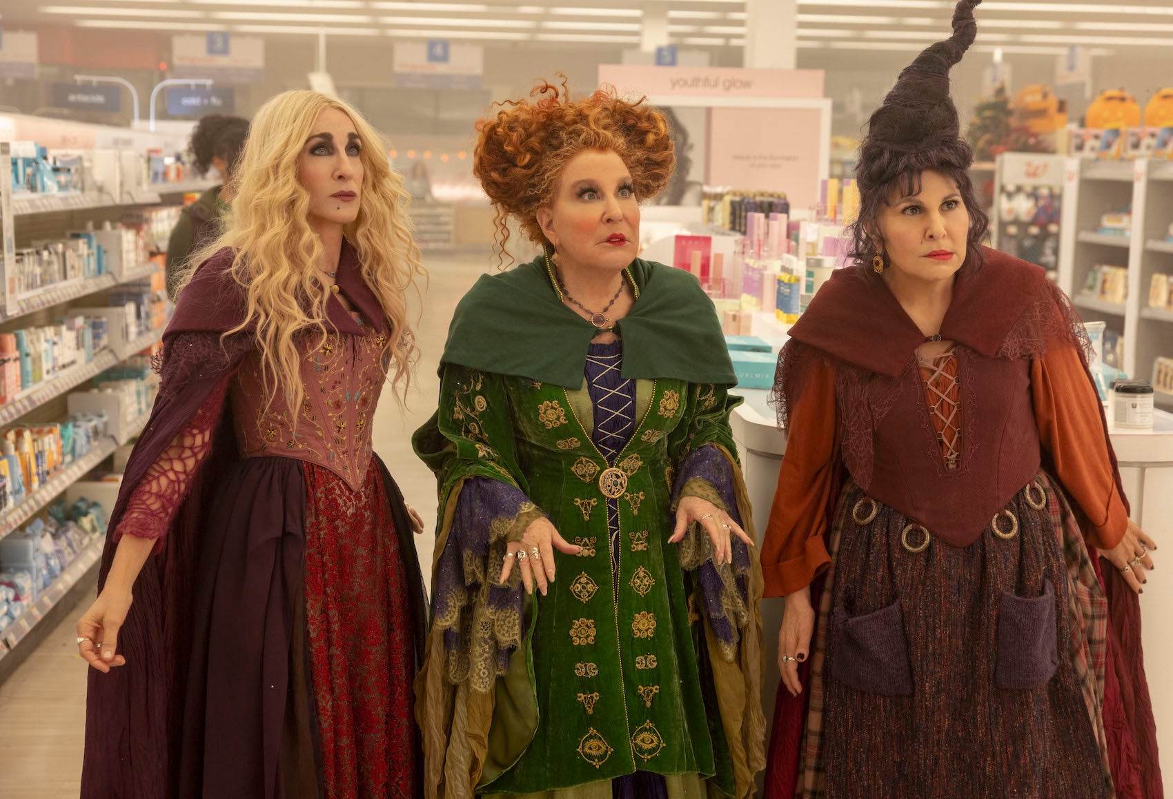 Kathy Najimy, Bette Midler, and Sarah Jessica Parker as the Sanderson sisters in "Hocus Pocus 2."