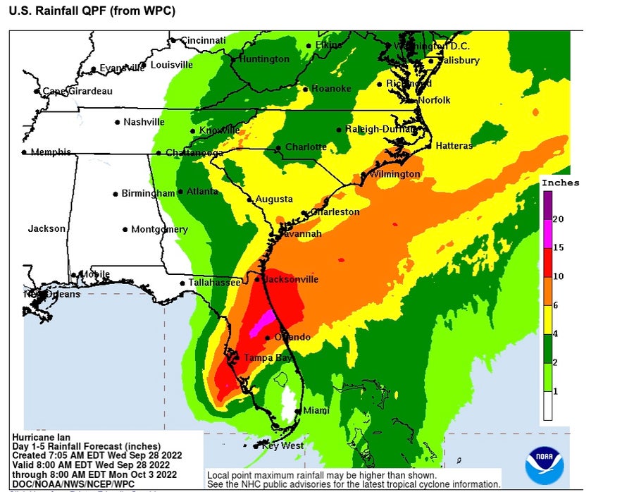 4 maps tracking Hurricane Ian's path, timing, and strength