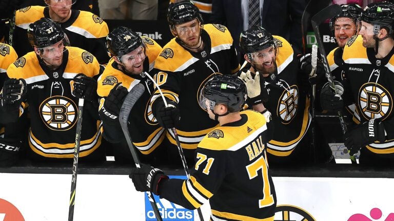 Boston Bruins on X: 🎥 Brad Marchand on playing with Taylor Hall tonight  in Tampa: It's interesting to see how we connect with different  guyshopefully we connect here tonight and we're able