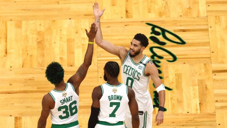 Jayson Tatum Jaylen Brown Marcus Smart tee Boston Celtics Star