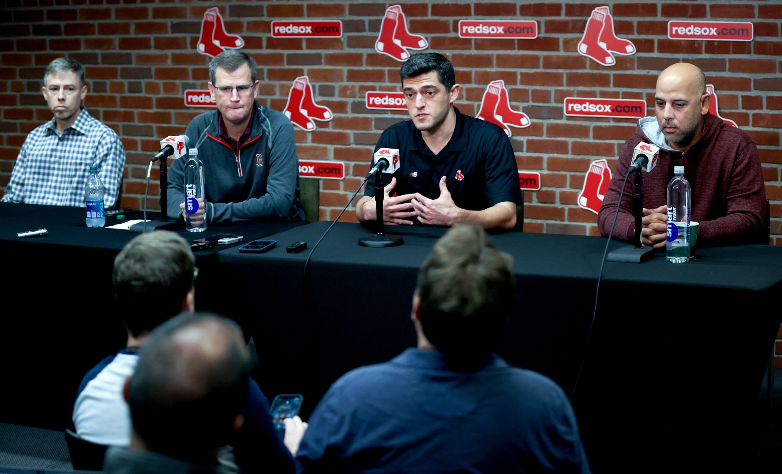 General manager Brian O'Halloran, president Sam Kennedy, chief baseball officer Chaim Bloom, and manager Alex Cora represented the Red Sox at their end-of-season press conference Thursday.