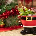 Yippie Ki Yay, a cocktail in a mug that looks like Santa's pants, at Miracle Bar