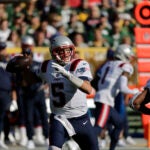 New England Patriots quarterback Brian Hoyer during an NFL football game.