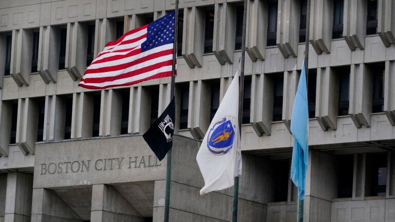 The exterior of Boston City Hall