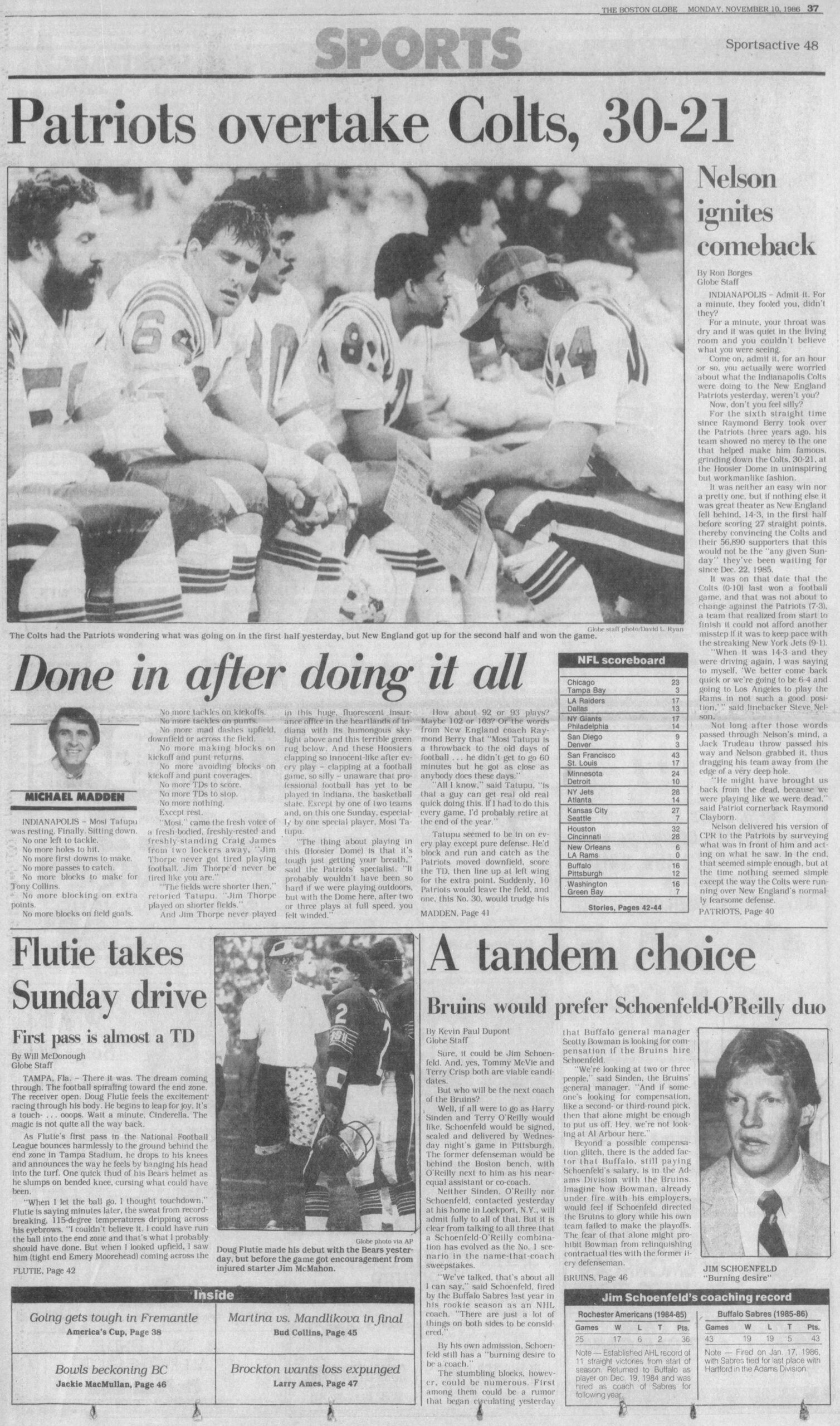 Boston Globe 1986 Patriots