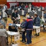 Voters at North Attleboro High School on Tuesday.