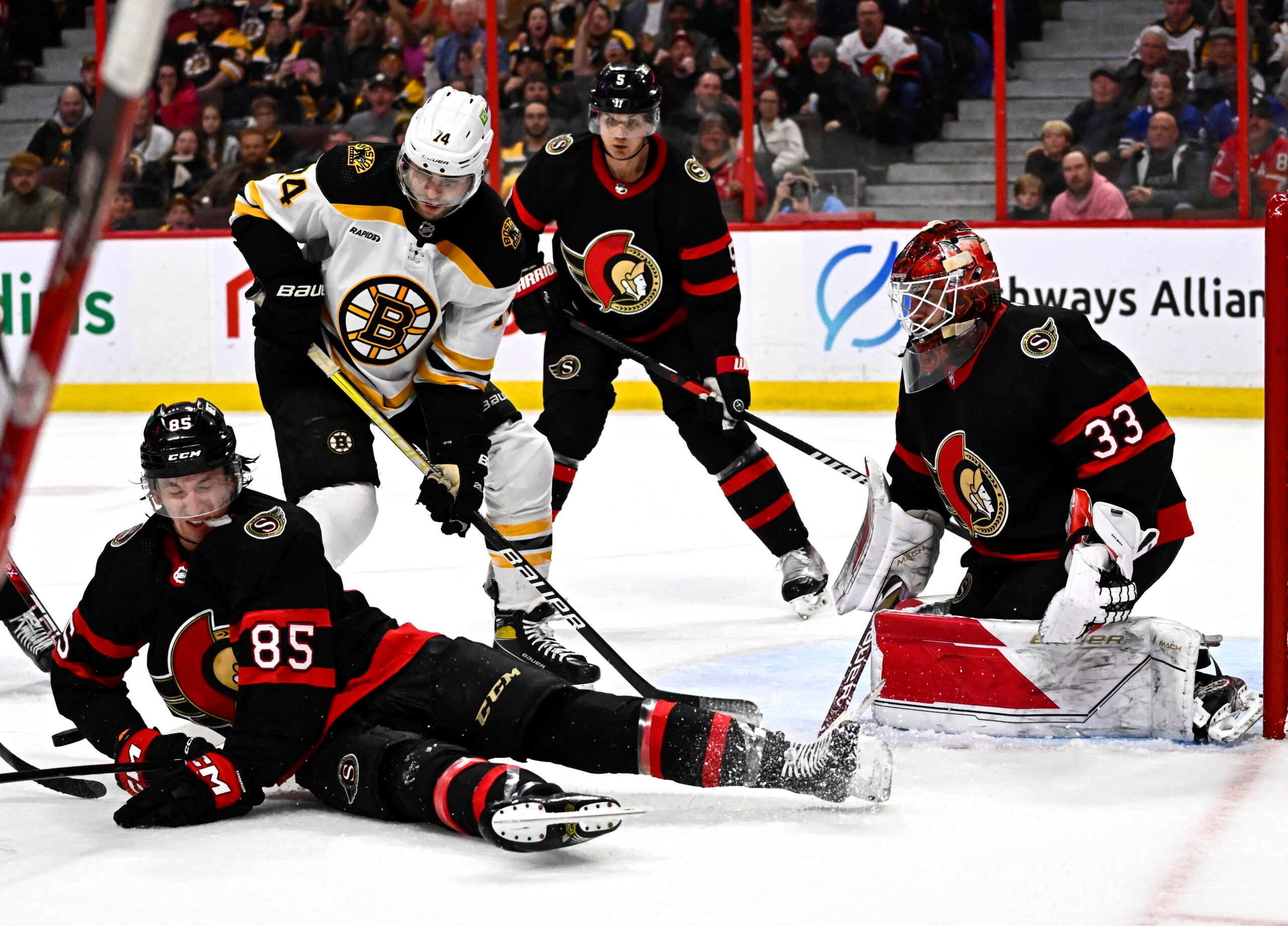 Marchand Bloodied, Scores Twice In Bruins' 7-3 Win Over Caps