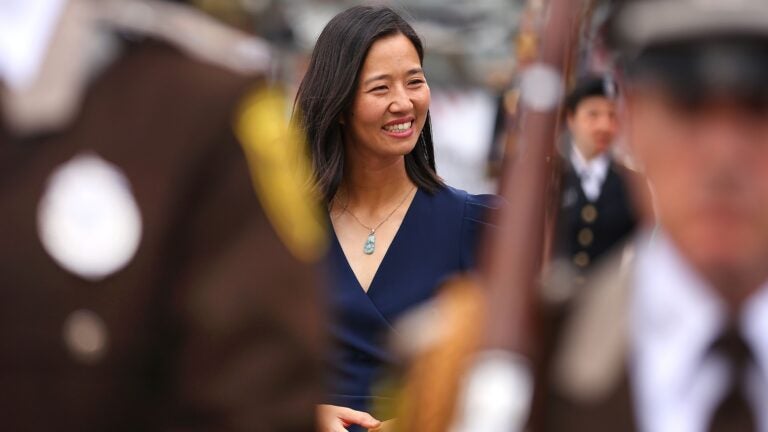 Boston Mayor Michelle Wu at the annual Veteran’s Day Parade in Boston on Nov. 5, 2022.