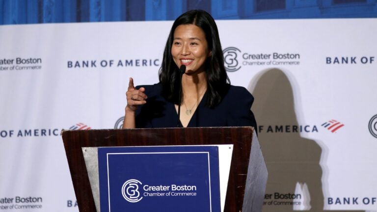 Mayor Michelle Wu, giving her first speech at the Greater Boston Chamber of Commerce in September.