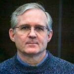 Paul Whelan, a former U.S. marine who was arrested for alleged spying, listens to the verdict in a courtroom at the Moscow City Court in Moscow, Russia, June 15, 2020.