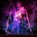 Fireworks illuminate the Christmas Tree at the 81st Annual Boston Common Tree Lighting.