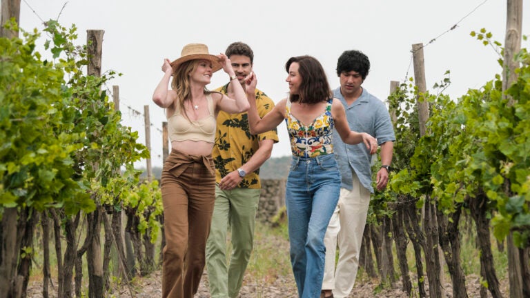 Meghann Fahy, Theo James, Aubrey Plaza and Will Sharpe in Season 2, Episode 5 of HBO’s “The White Lotus.”