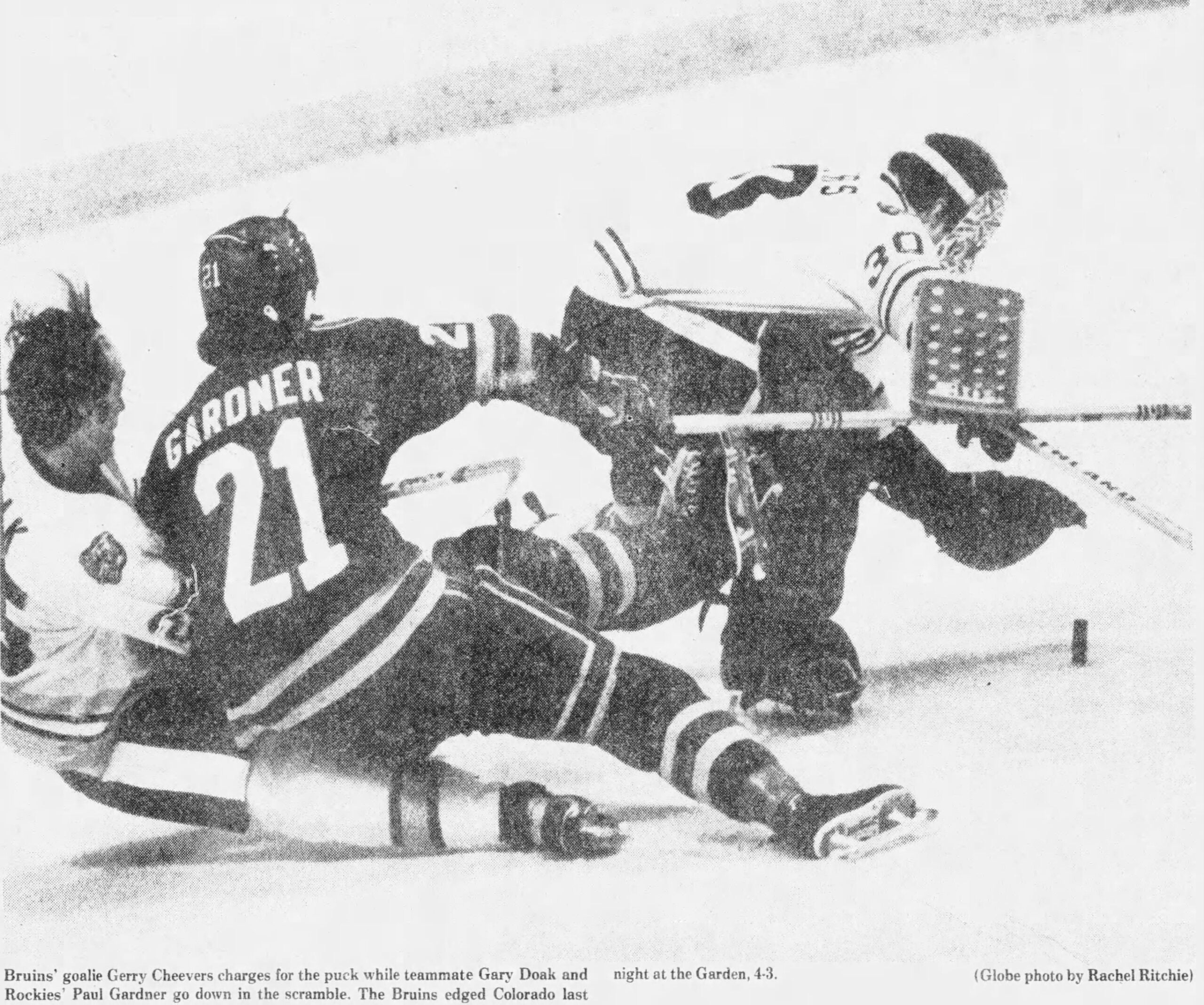 1978 Bruins Globe Photo Gerry Cheevers