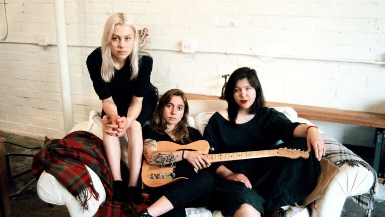 Boygenius, the trio of (from left) Phoebe Bridgers, Julien Baker, and Lucy Dacus, will headline The Stage at Suffolk Downs on June 18.