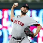 Matt Barnes #32 of the Boston Red Sox delivers a pitch against the Minnesota Twins in the ninth inning of the game at Target Field on August 31, 2022 in Minneapolis, Minnesota. The Red Sox defeated the Twins 6-5.