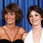 FILE - Penny Marshal, left, and Cindy Williams from the comedy series "Laverne & Shirley" appear at the Emmy Awards in Los Angeles on Sept. 9, 1979.