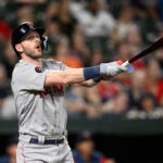 Boston Red Sox's Trevor Story in action during a baseball game against the Baltimore Orioles, Friday, Sept. 9, 2022, in Baltimore.
