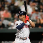 Boston Red Sox's Rafael Devers in action during a baseball game against the Baltimore Orioles, Friday, Sept. 9, 2022, in Baltimore.
