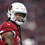 Wide receiver DeAndre Hopkins #10 of the Arizona Cardinals during the NFL game at State Farm Stadium on December 12, 2022 in Glendale, Arizona. The Patriots defeated the Cardinals 27-13.