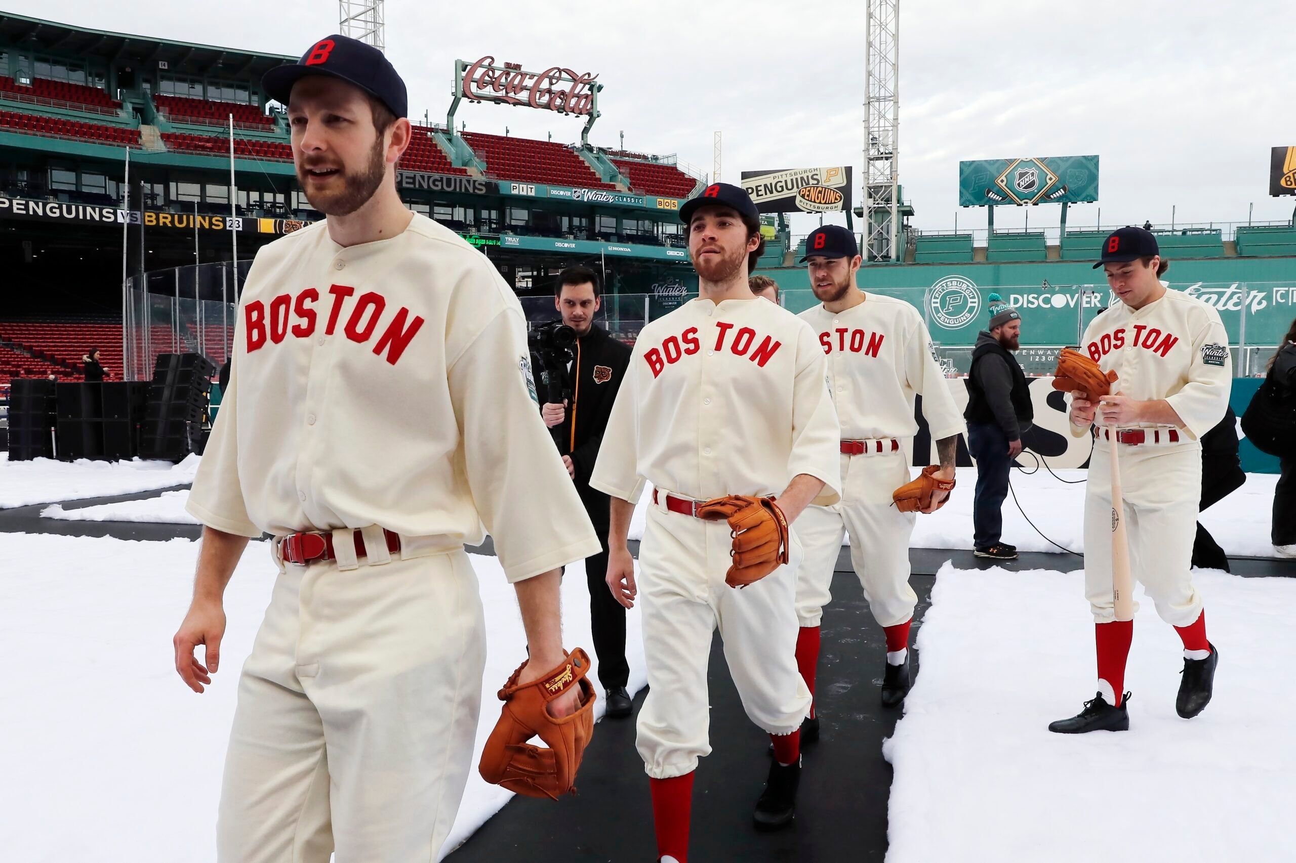 Watch: Bruins, Penguins players rock old school baseball uniforms