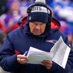 New England Patriots head coach Bill Belichick on the sidelines during the first quarter. The Buffalo Bills host the New England Patriots at Highmark Stadium Sunday, January 8, 2023 in Orchard Park, NY.