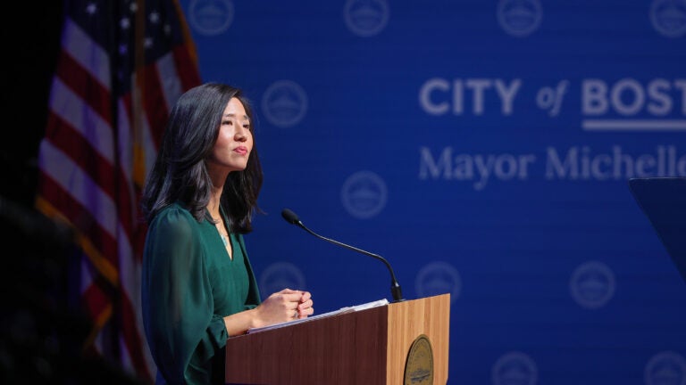 Mayor Michelle Wu delivers her first State of the City address, at MGM Music Hall at Fenway on Wednesday night.